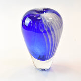 Blue  "Bubbles" Bud Vase With Heavy Clear Glass Base