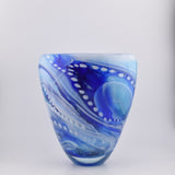 Blue, Turquoise and White "Journey"  Open Vase