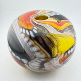 Orange, Black, Yellow and White Journey Round Vase
