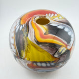 Orange, Black, Yellow and White Journey Round Vase