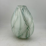 Teal and White Oval "Quietly” Vase iii