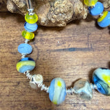 “Bluetit” Glass Bead and Silver Necklace iii 45cm