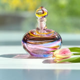 "Sunset"  Oval Scent Bottle with Heavy Clear Glass Base