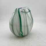 Teal and White Oval "Quietly” Vase