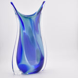 Tall Turquoise, Lilac and Blue "Fishtail" Vase