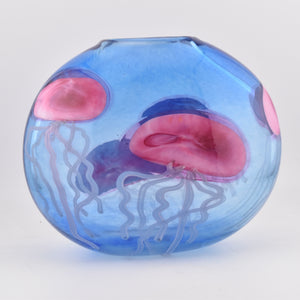 Blue Jellyfish Oval Vase