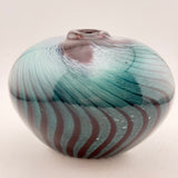 Teal, Black and White Oval Vase