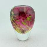 Pink and Green Floral Ginger Jar with Heavy Clear Glass Base