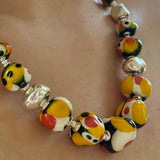“Kingfisher Eye” Glass Bead and Silver Necklace 46cm