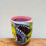 Pink, Yellow, Black and White “Journey from Rotherhithe” Large Oval Vase