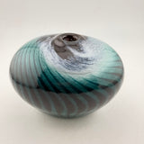 Teal, Black and White Oval Vase