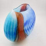 Heavy, Blue, Red and Turquoise Striped Oval Vase  (second)