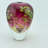 Pink and Green Floral Ginger Jar with Heavy Clear Glass Base