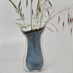 Small Pale Blue and Black "Fishtail" Vase