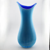 Turquoise and Cobalt Oval, Tall Fishtail Vase