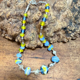 “Bluetit” Glass Bead and Silver Necklace iii 45cm