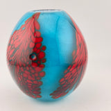 Turquoise, Red and White Egg Shaped Vase