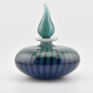 "Blue Jay Rising" Striped Stoppered Flask (too big to call a scent bottle!)