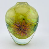 Robin’s Pin-Cushion Ginger Jar Shaped Vase with Heavy Clear Glass Base