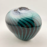 Teal, Black and White Oval Vase