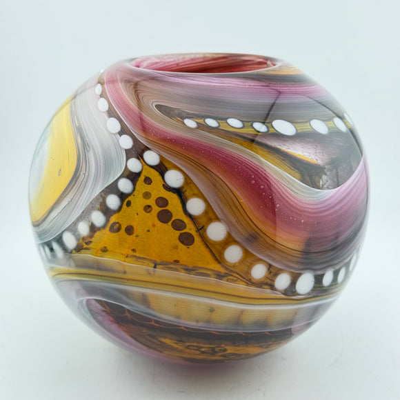 Pink, Orange Teal, Black and White Journey Round Vase