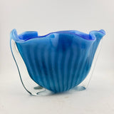 Blue and Turquoise Striped “Clam” vase