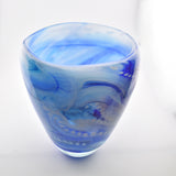 Blue, Turquoise and White "Journey"  Open Vase