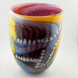 Pink, Yellow, Black and White “Journey from Rotherhithe” Large Oval Vase