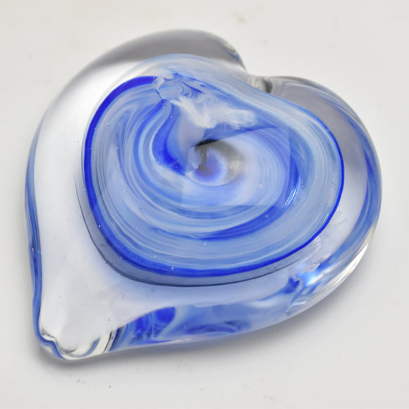 Blue and White Heart Paperweight iii
