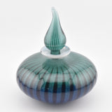 "Blue Jay Rising" Striped Stoppered Flask (too big to call a scent bottle!)