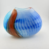 Heavy, Blue, Red and Turquoise Striped Oval Vase  (second)