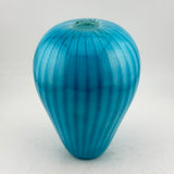 Turquoise Striped Ginger Jar Shaped Vase
