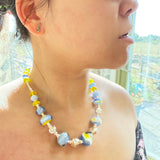 “Bluetit” Glass Bead and Silver Necklace iii 45cm