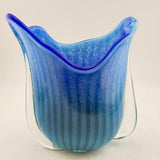 Blue and Turquoise Striped Oval vase (second)