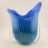 Blue and Turquoise Striped Oval vase (second)