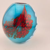Turquoise, Red and White Egg Shaped Vase