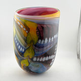 Pink, Yellow, Black and White “Journey from Rotherhithe” Large Oval Vase