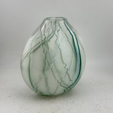 Teal and White Oval "Quietly” Vase iii