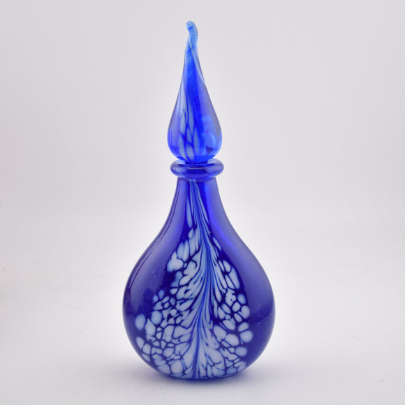 Blue and White Teardrop Shaped Oval Scent Bottle