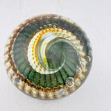 Olive, White and Amber "Teasel Leaf" Paperweight ii