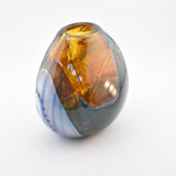 Amber, Teal and White Oval "Journey"  Vase