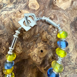 “Bluetit” Glass Bead and Silver Necklace iii 45cm