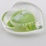 Green and White Heart Paperweight