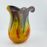 “Fire” Yellow, Red and Black Oval Vase / Jug