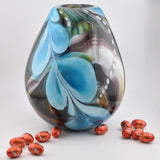 Amber, Black, Turquoise and White Egg Shaped "Journey"  Vase