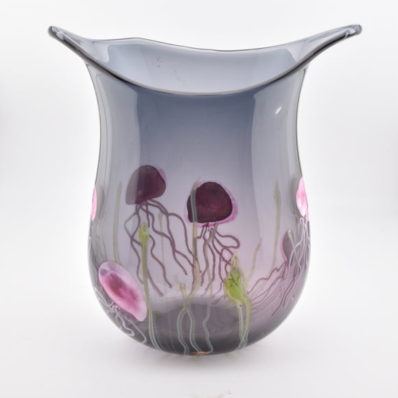 Grey Jellyfish Oval, Fishtail Vase