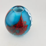 Turquoise, Red and White Egg Shaped Vase