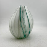 Teal and White Oval "Quietly” Vase ii