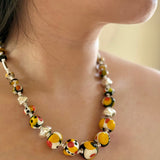“Kingfisher Eye” Glass Bead and Silver Necklace 46cm