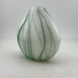 Teal and White Oval "Quietly” Vase ii
